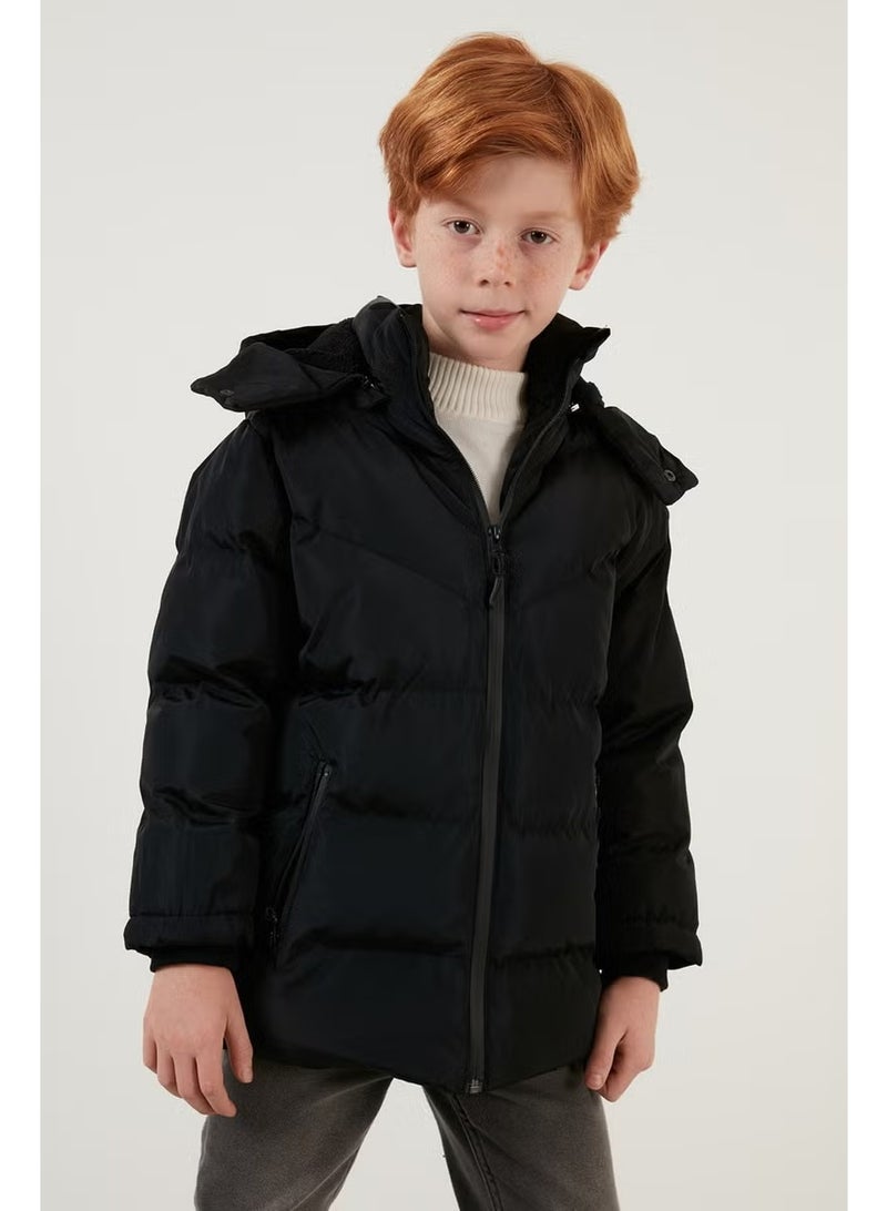 Lela Plush Lined Removable Hooded Winter Coat with Pockets Boys' Coat 5761587 - Image 2